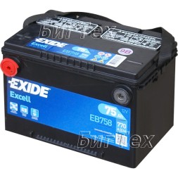 Аккумулятор автомобильный Exide Excell EB758 75 Ач (с боковыми клеммами)