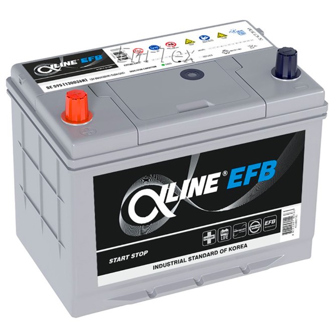 Аккумулятор автомобильный ALPHALINE EFB Start-Stop S95 130D26R 80 Ач 