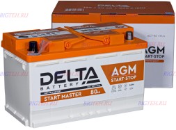 Аккумулятор автомобильный DELTA L4 AGM START MASTER 80Ач 800А