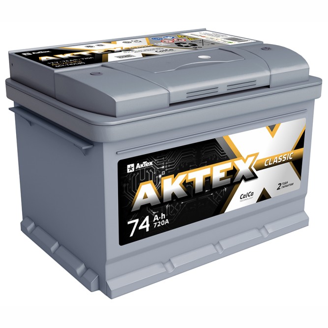 Аккумулятор автомобильный АКТЕХ CLASSIC 74 Ач 720A (низкий)