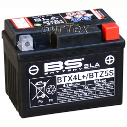 Мото аккумулятор BS BTX4L+/BTZ5S SLA 4.2 Ач (YTX4L)