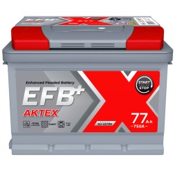 Аккумулятор автомобильный АКТЕХ EFB 77Ач 750A обр. пол.