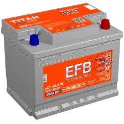 Аккумулятор автомобильный TITAN EFB 60 Ач 600А обр. пол.