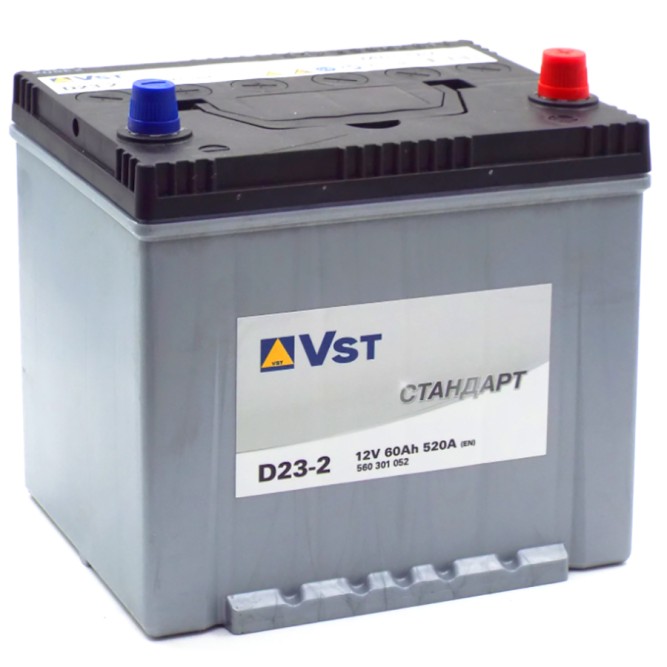 Аккумулятор автомобильный VST Стандарт D23-2, 60 Ач 520A