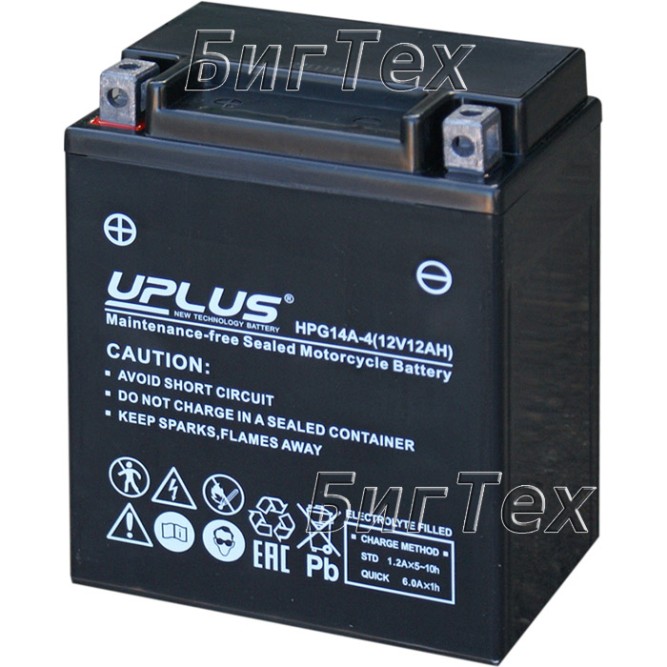 Мото аккумулятор Uplus HPG14A-4 Nano Gel 12 Ач (YTX14AH, 12n14-4)