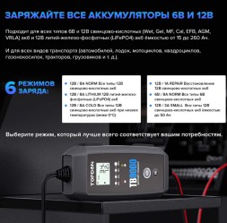 Зарядное устройство TOPDON TB8000, 6-12 Вольт