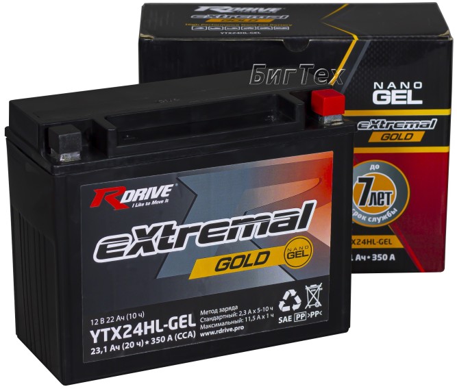 Мото аккумулятор RDrive GOLD YTX24HL-GEL 23Ач 350А о/п