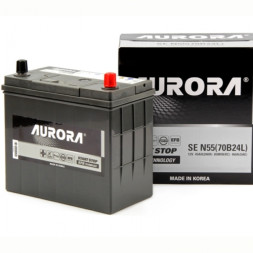 Аккумулятор автомобильный AURORA JIS EFB N55 (70B24L) 45 Ач (тонкие клеммы)