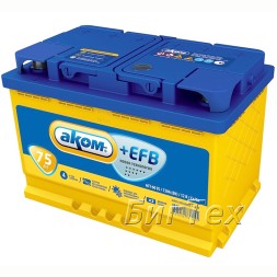 Аккумулятор автомобильный Аком+EFB 75 Ач Аккумулятор автомобильный Аком+EFB 75 Ач