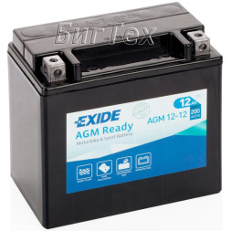Мото аккумулятор EXIDE AGM 12-12, 12 Ач (YTX14-BS) Мото аккумулятор EXIDE AGM 12-12, 12 Ач (YTX14-BS)